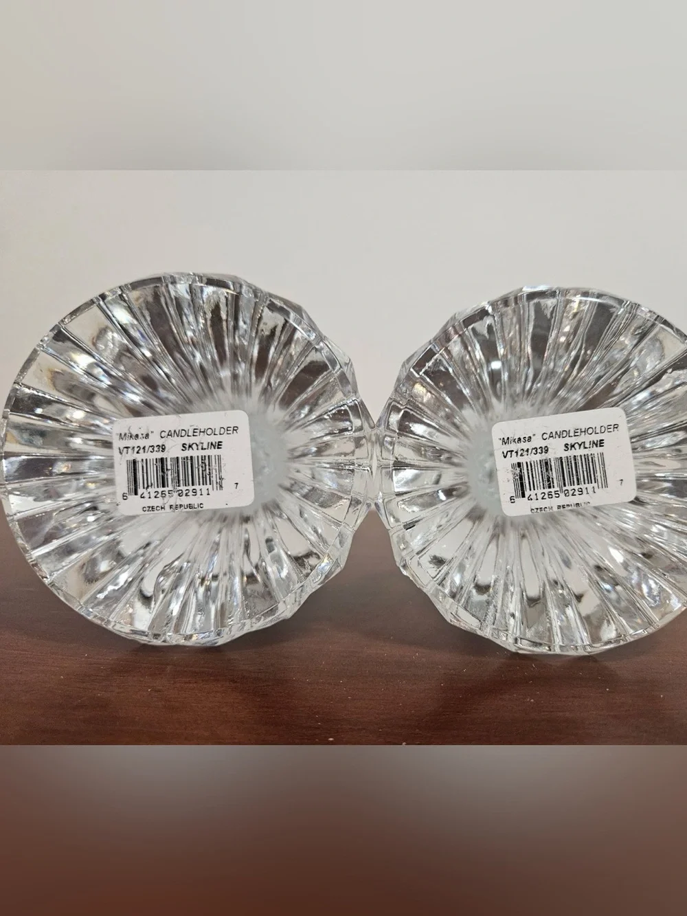NWT Mikasa Clear Crystal Candlestick Pair 10